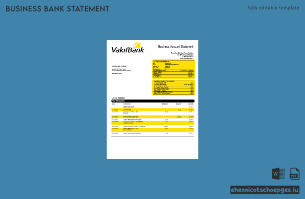 Vakifbank Firmenkontoauszug – Beispielansicht (Word und PDF)